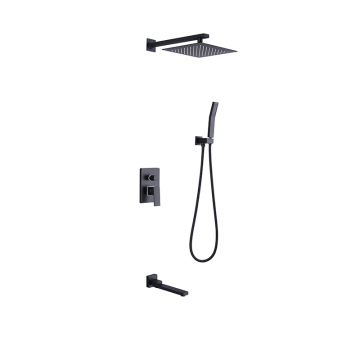 Square Thermostatic Black In Wall Shower Tap