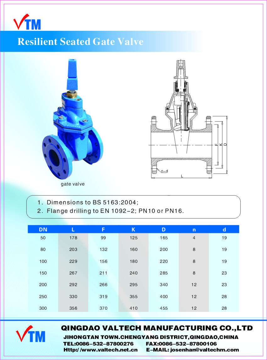 Ductile Iron Gate Valve BS5163 PN16