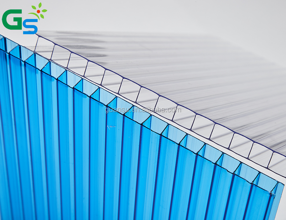 8Mm Garden Greenhouse Clear Blue Colored Roofing Sheets Multiwall Polycarbonate Hollow Sheet