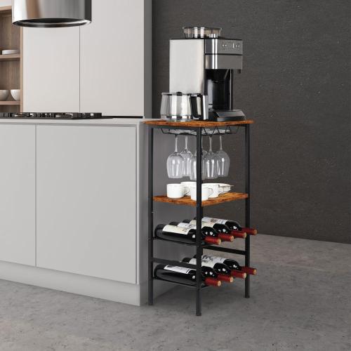 Floor Wine Bar Cabinet with Glass Holder Rack