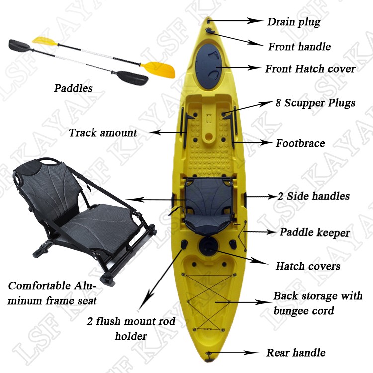 New designed 12ft single cheap wholesale fishing kayak with chair