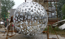 Modern garden city decoration art crafts stainless steel sphere sculpture for sale