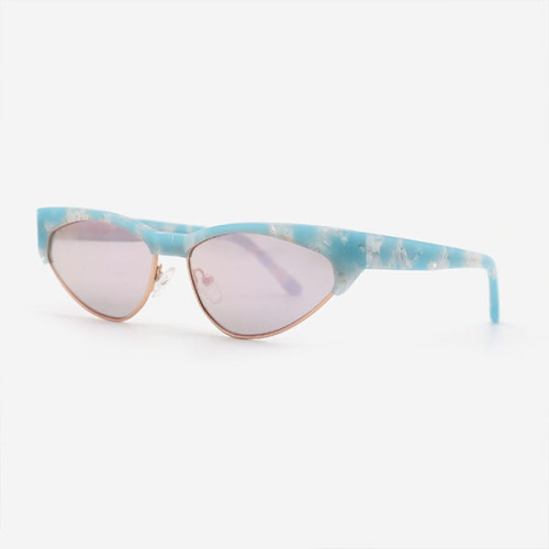 Cat Eye Acetate And Metal Combined Female Sunglasses 23A8052