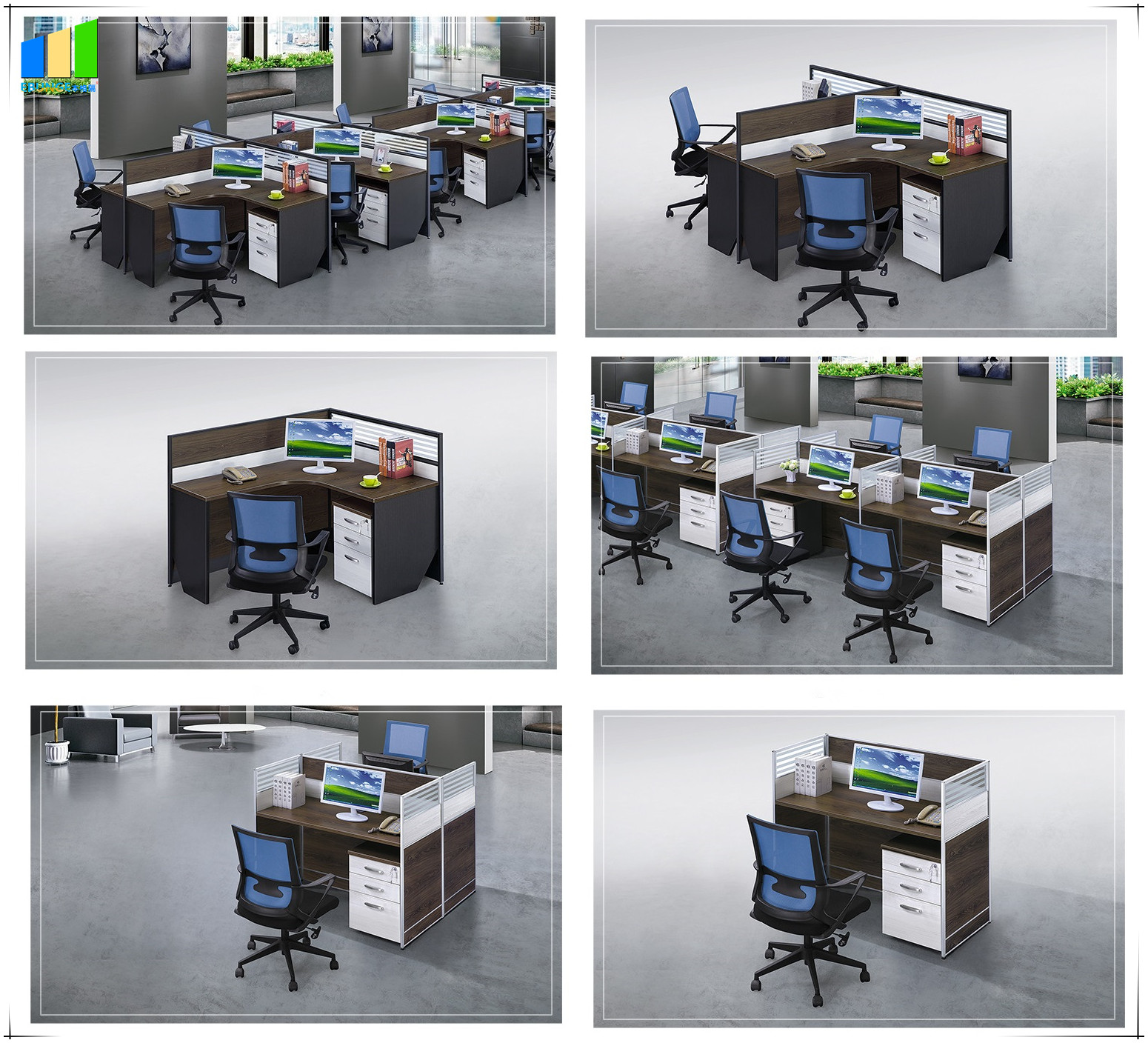 Modular Office Furniture Computer Desk Mesh Office Chair Call Center Open Office Workstation