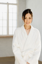 100% cotton terry velour bath robe morning gown has shawl collar or kimono collar