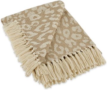 All seasons Polyester Woven Blanket decorative fringe