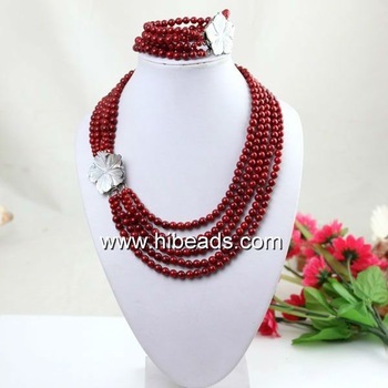 Wholesale red beaded necklace RBN0004