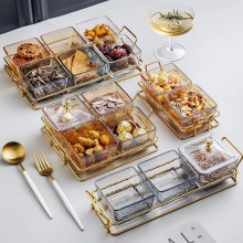 European Square Glass Fruit Tray with Gilt Edging