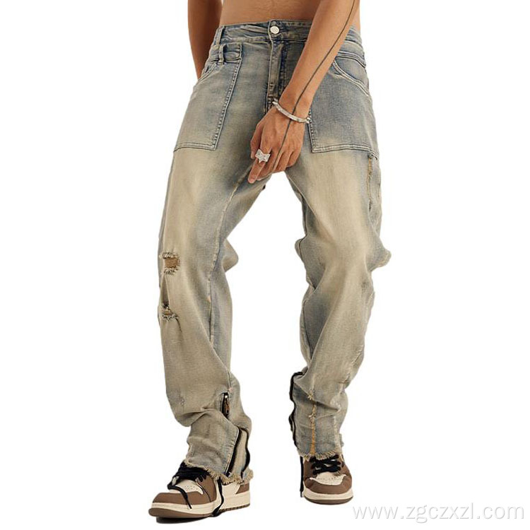 Autumn and winter retro zipper trendy brand jeans