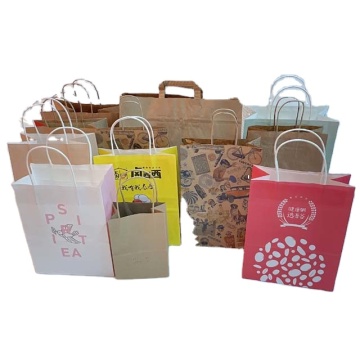 Wholesale recycled kraft paper bags with flat handle