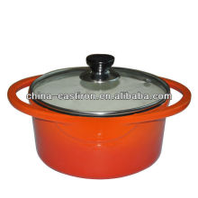 Cast iron enamel casserole with glass lid