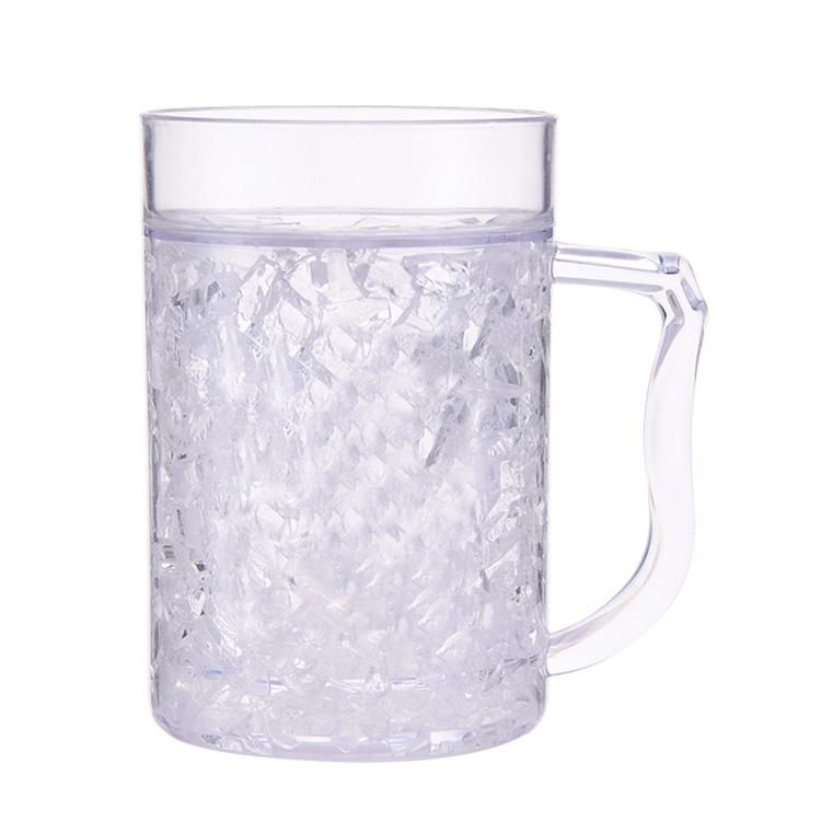 16oz Durable Freezer Mugs Double Wall Gel Frosty Freezer Mugs, Drinking Ice Cups with Handle Freezable Beer Mug