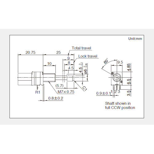 Drehpotentiometer der Serie Rk097