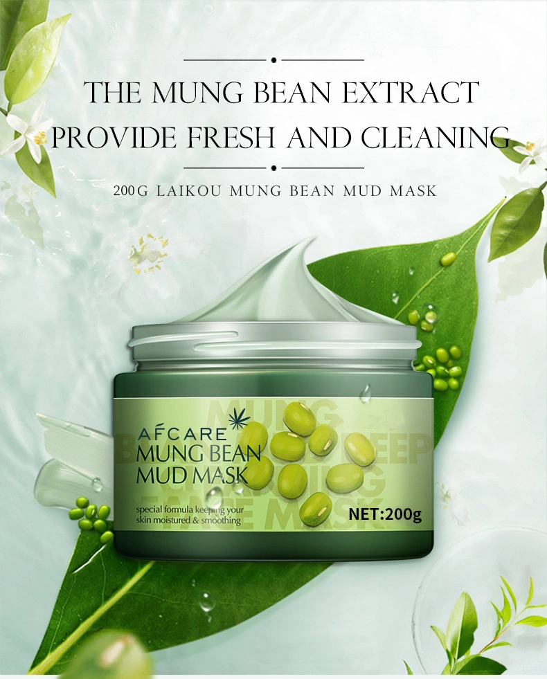 OEM/ODM Mung Bean Clay Face Mask Oil Control Deep Cleaning Remove Grease Shrinks Pores Skin Care