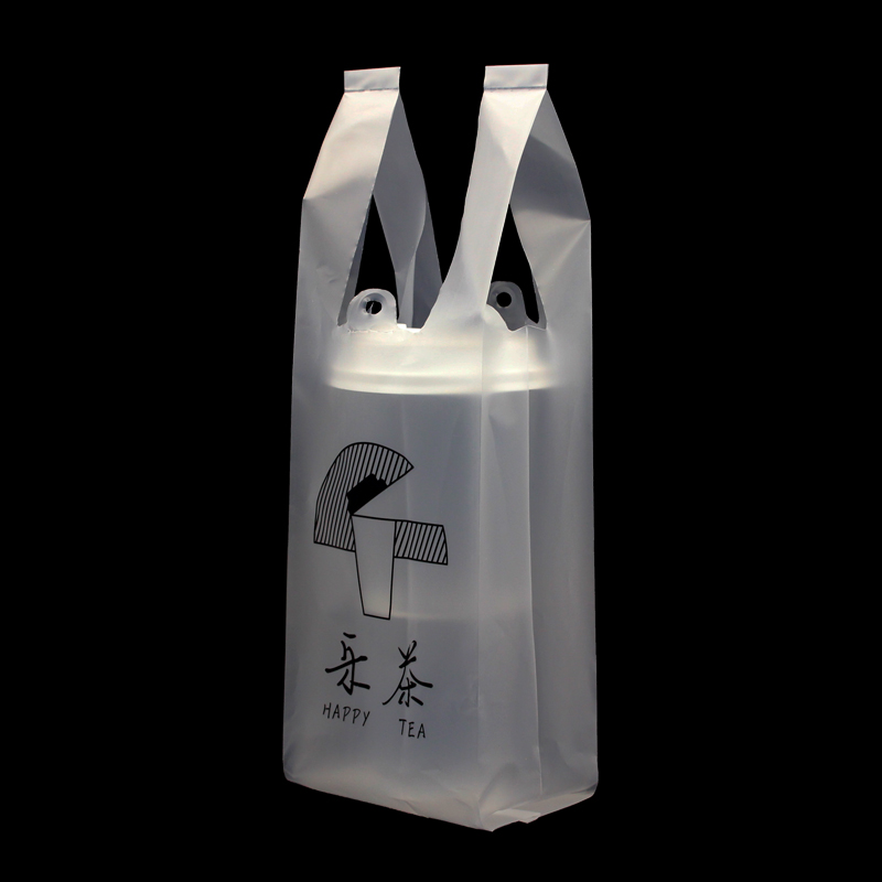 Durable Supermarket White Logo Plastic Vest Tea Milk Bag