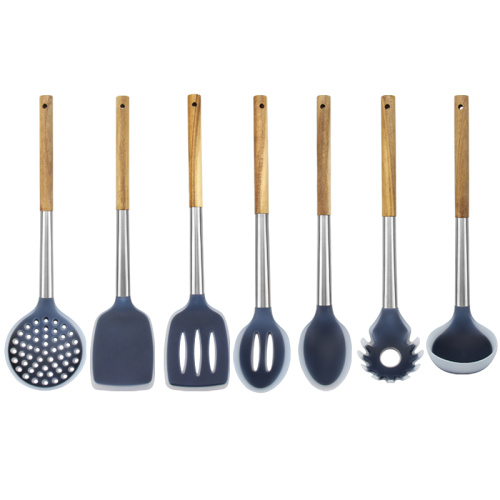 Acacia Wood Handle Silicone Complete Kitchen Utensil Set