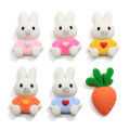 100 pièces Kawaii dessin animé lapin carottes dos plat résine Cabochon ajustement téléphone décor Scrapbooking artisanat bricolage enfants cheveux arc accessoires