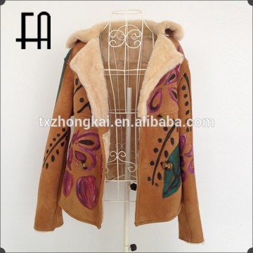 Factory direct wholesale pirce double face leather garment/double face sheepskin fur coat/leather fur coat