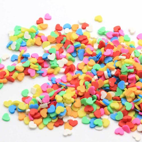 Wholesale Mini Mix Colors Heart Soft Polymer Clay Slices 5mm 500g/Bag Kawaii Phone Case Fillers Nail Sticker Bead