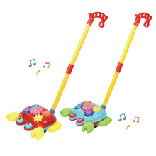 Plastic Cartoon Crab Trolley Toys with Bell Sound Handle: A Fun Push Along Walker for Baby