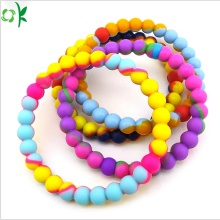 High-quality Charm Silicone Bead Bracelet with Mixed-colors