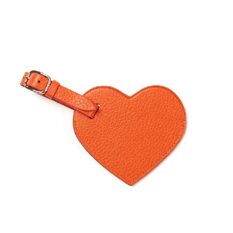New Creative PU Leather Mini Heart-Shaped Luggage Tag Custom Factory Wholesale Travel Luggage Label Accessories Logo Pattern