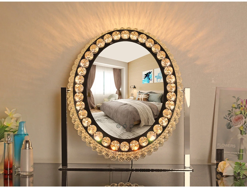 Ins with Light Dressing Mirror Tabletop Luxury Light Supplement Mirror