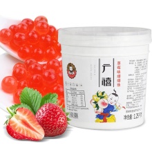 1.25kg Strawberry Popping Boba Fruit Juice Balls for Bubble Tea: Refreshing Treat for Your Next Drink