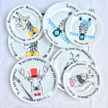 8 Inches Wholesale Ceramic Cartoon Animal Dinner Plates