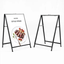 Black Iron Double-sided Type A Sidewalk PVC Board Advertising Poster Stand