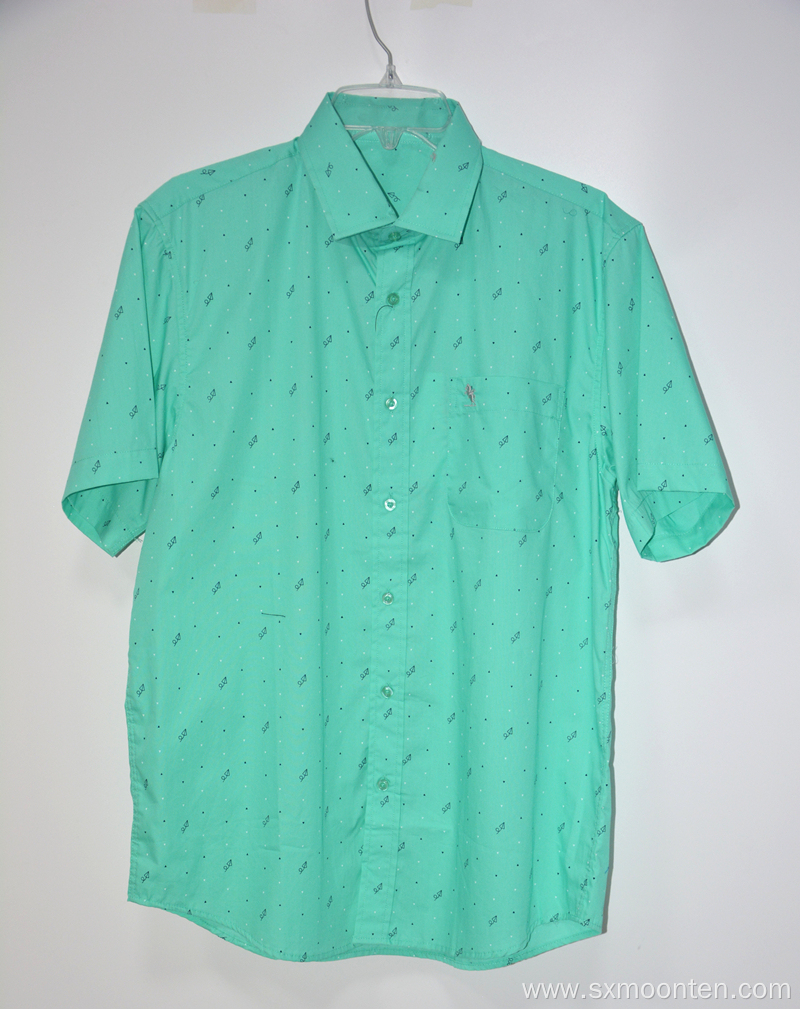 Custom Printed Short Sleeve Button Up Cotton Shirts