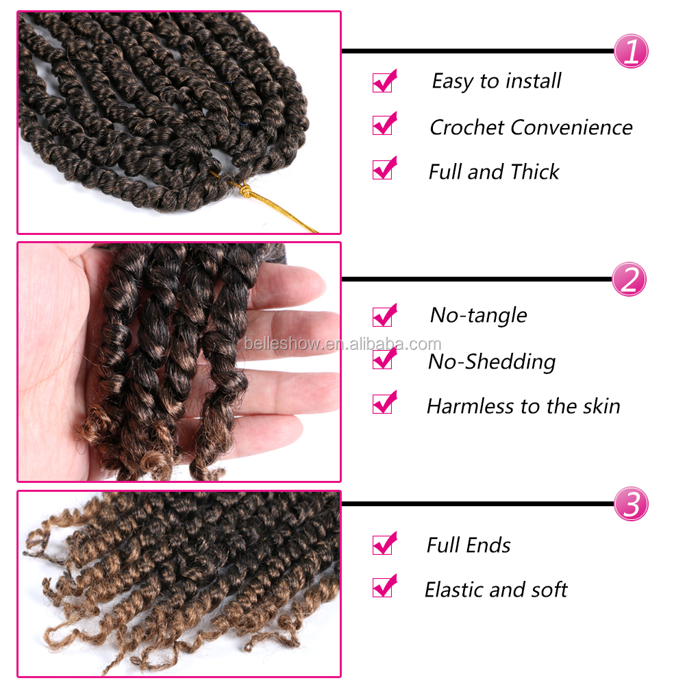 New arrival Synthetic Pre-twisted Passion crochet braids passion twist