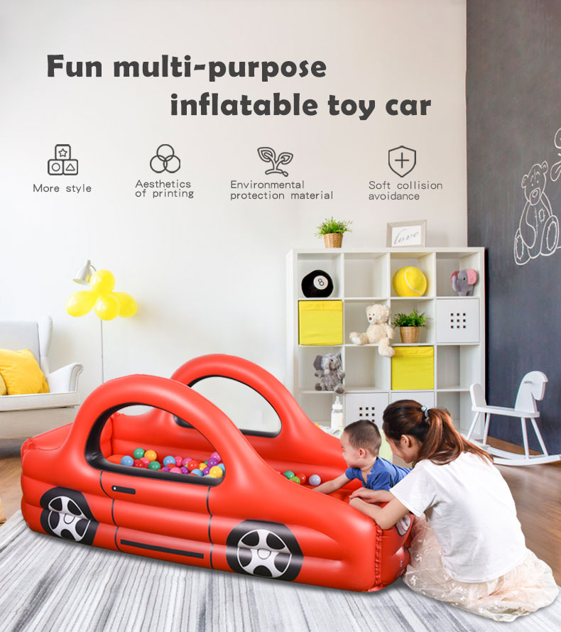 Piscina inflable multifunción para niños con cama de coche de carreras