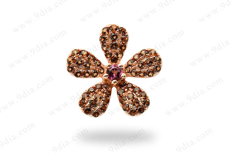 Hot Sale Guangzhou Jewelry Natural Amethyst Stone with Diamond 9K Gold Necklace Jewelry