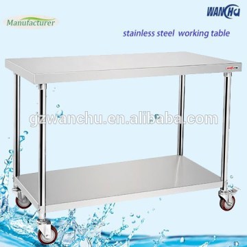Double Layer Stainless Steel Work Table With Wheels,Work Table Trolley Cart