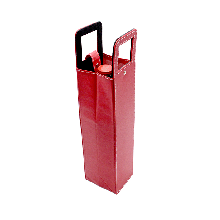 2021 Wine Bag Custom PU Cardboard Luxury Folding single bottle wine bag gift packaging bag