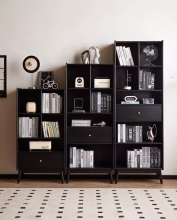 Black and wood bookshelf