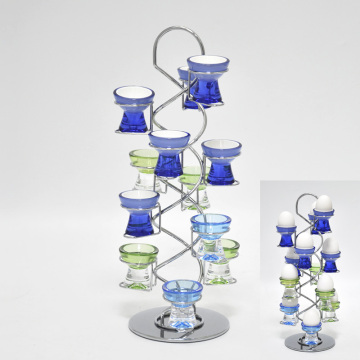 Blue Free Standing Wire Display Racks With 12pcs Egg Cup