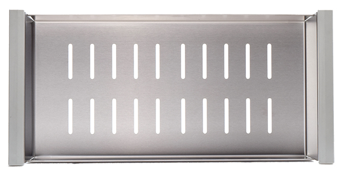 Stainless Steel Rectangular Colander Over the Kitchen Sink