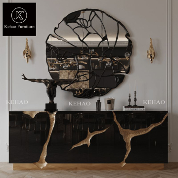 Modern Cheap Buffet Dining Sideboard Cabinets - Foshan Gold Steel Black Console