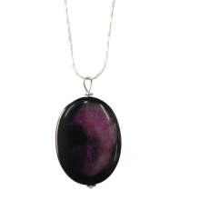 Natural Gemstone Agate Necklace with Silver Chain