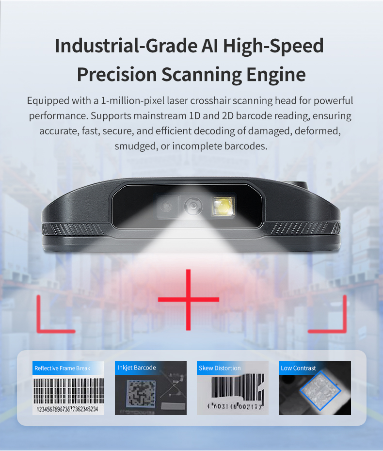 2025 Android Barcode Scanner 5000mAh Handheld Rugged Android 14 PDA  4G Wi-Fi Data RFID Inventory 1D/2D/QR Inventory Scanner T55