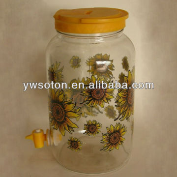 sunflower decaled glass tea jar