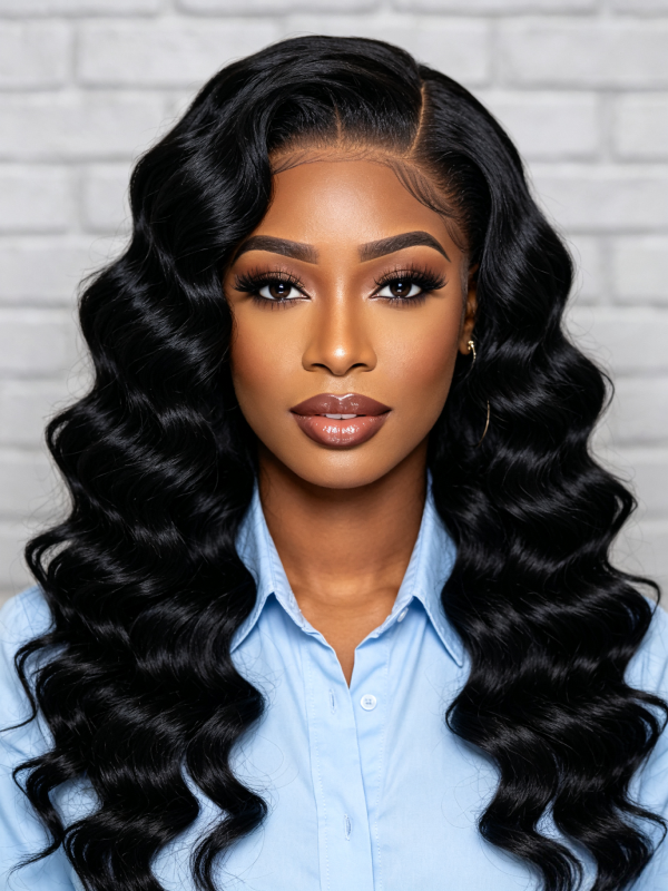 20 Inch 13x4 HD Lace Frontal Deep Wave 150% Density #1B Human Hair Glueless Wig