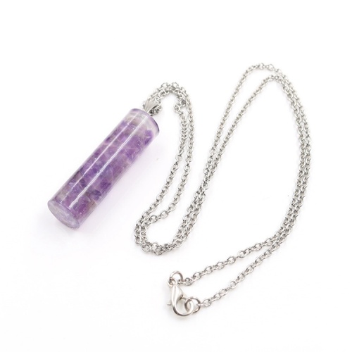 Augen pendant Amethyst Pendants Crystal gravel cylindrical women's Fashion NECKLACE