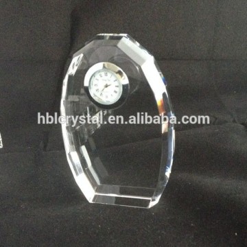 newly design 3d laser crystal table clock for promotion gift