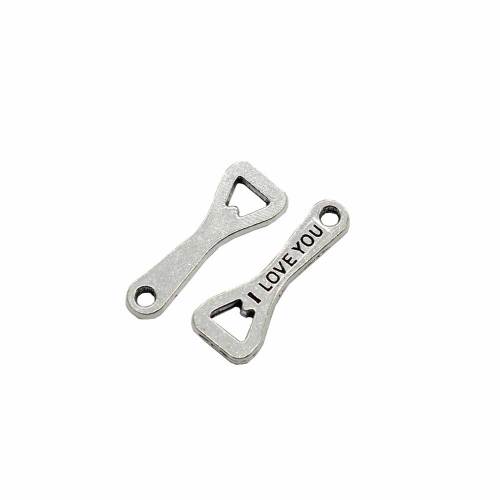 Metallic Flesopener brief I Love You Legering Charms voor DIY Craft Ornament Hangers Sieraden Maken: