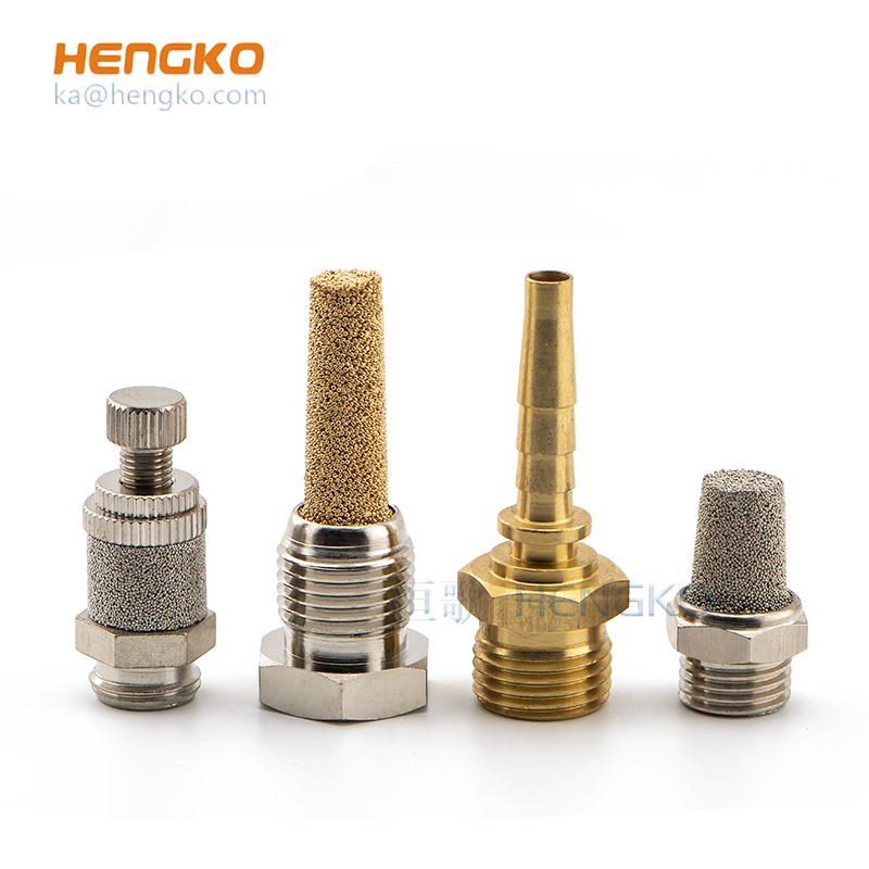 HENGKO sintered air pneumatic bronze stainless steel button bleeder muffler silencer 1/8'' NPT