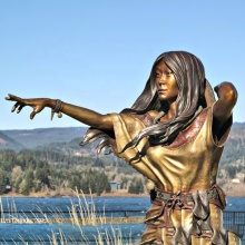 Life size cast metal bronze figure woman statue