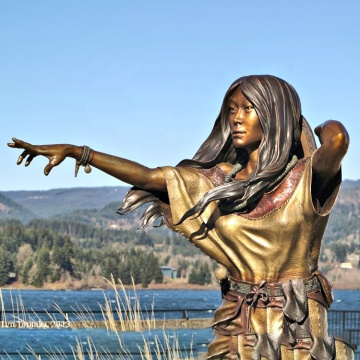 Life size cast metal bronze figure woman statue